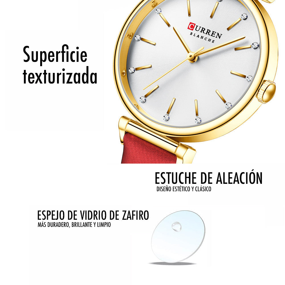 Reloj Curren 9081 CUERO Mujer Dama Negoc